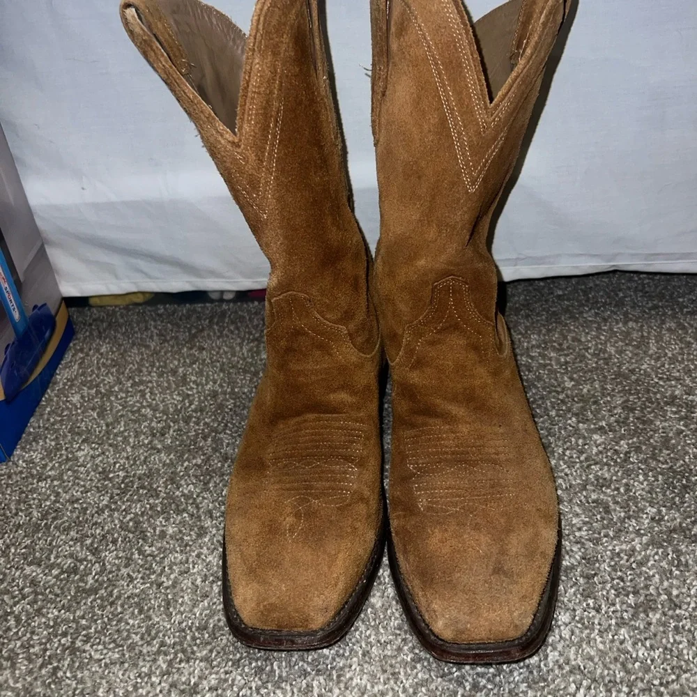 Tecovas Brown Suede Cowboy Boots - Picture 2 of 5